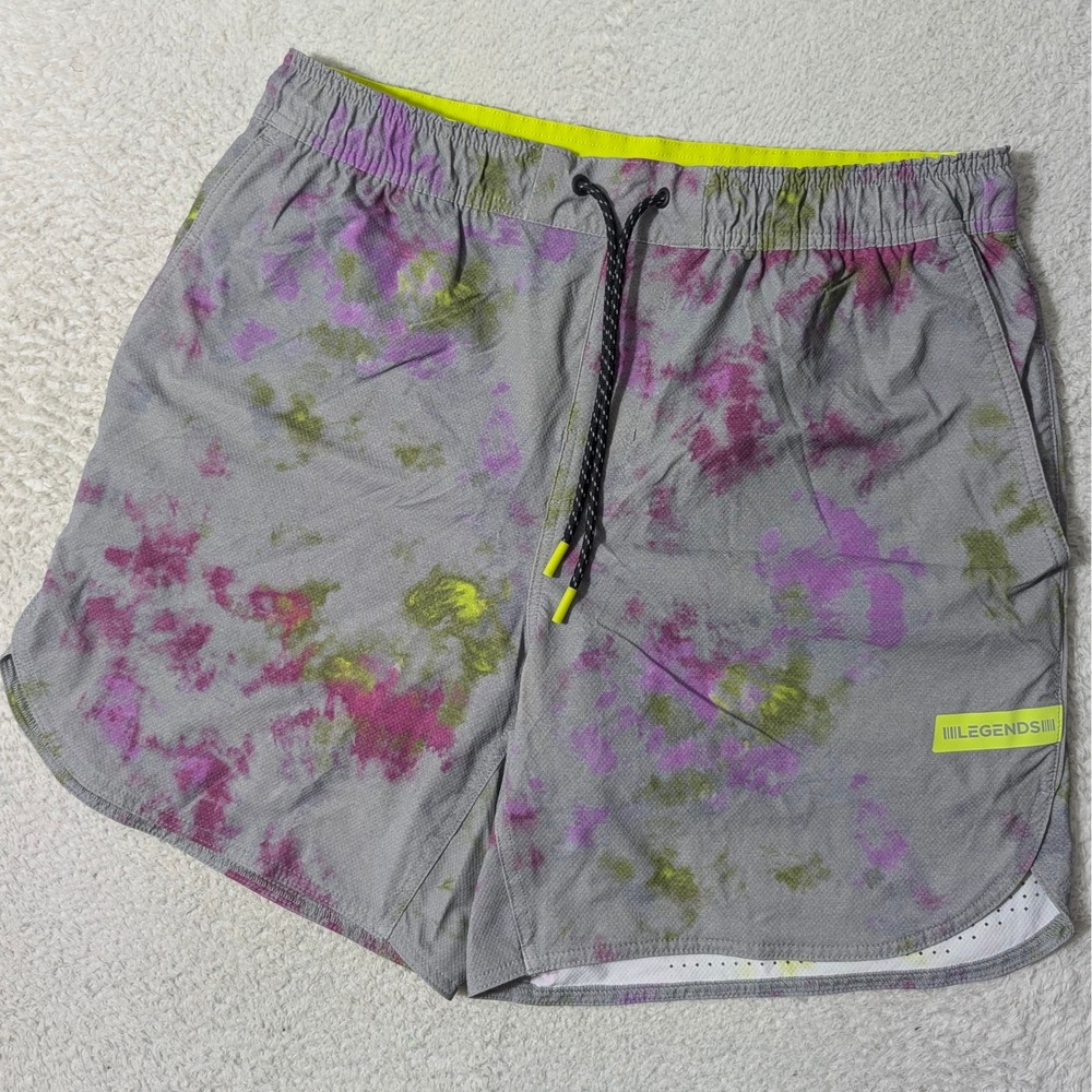 NEW Legends Luka Shorts Mens Med Grey Tie‎ Dye 31/7 Activewear Stretch